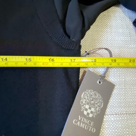 Vince Camuto Black Sheer Sleeve Stretch Turtleneck Knit Holiday Dress- Sz-L - Picture 10 of 16